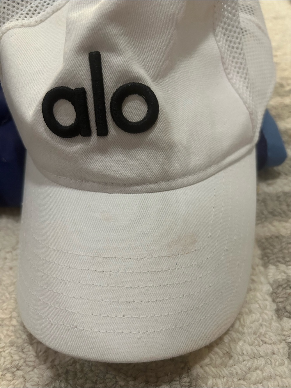 ALO Yoga White Mesh Baseball Cap with Black Logo